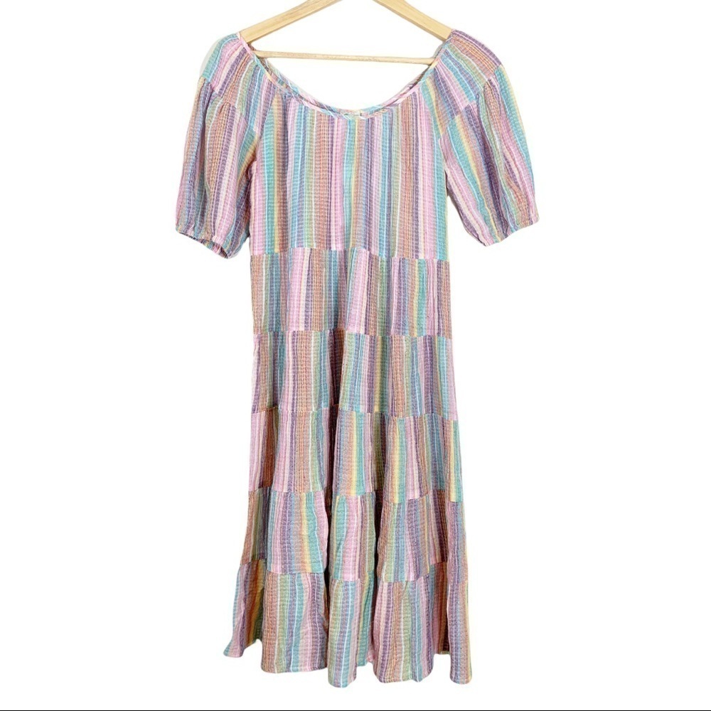 J.Crew Short Sleeve Pastel Striped Midi Dress Size XXS NWT - Picture 4 of 7